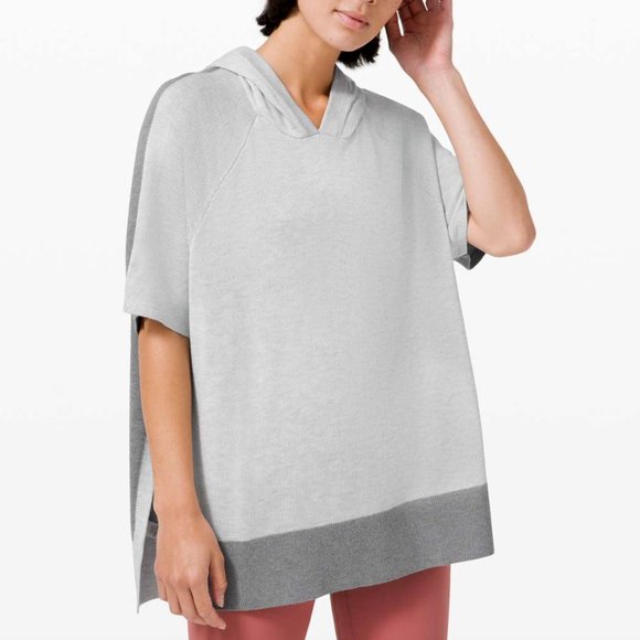 Lululemon Hooded Poncho Size M-L - Gray Color Block Tunic Sweater side vents - Picture 2 of 8